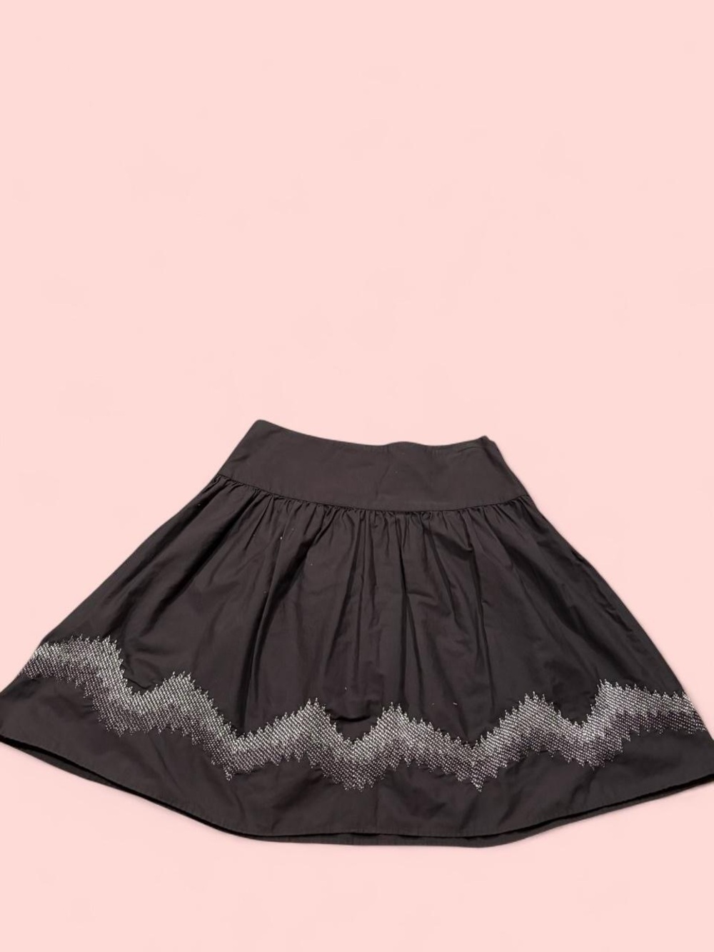 GAP Black Circle Skirt with Silver Embroidered Hem